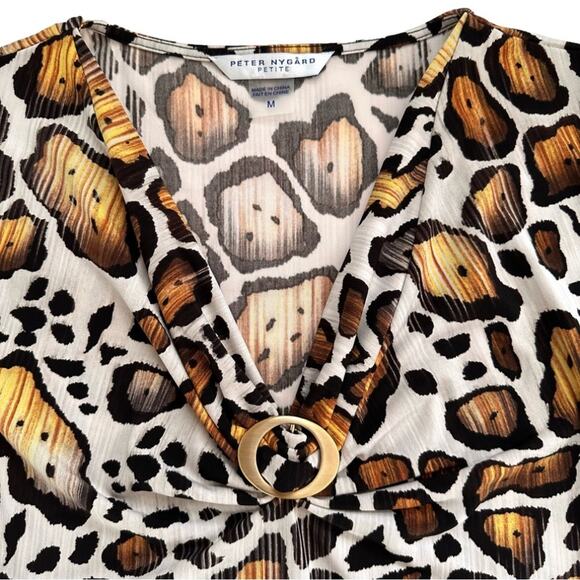 Peter Nygard Dress Cheetah Animal Print Jersey Stretch Dress Size MP NEW - Picture 2 of 12
